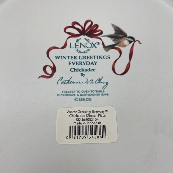 Lenox Winter Greetings Everyday dinner plates Chickadee tufted titmouse 10.5" - Picture 5 of 6